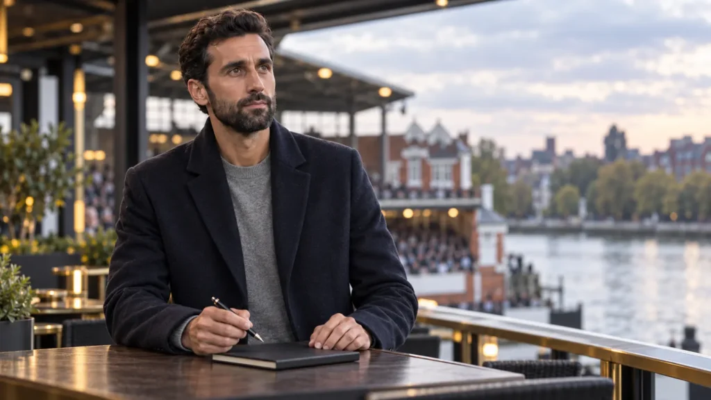 Álvaro Arbeloa trên sân hiên bên sông cạnh Craven Cottage