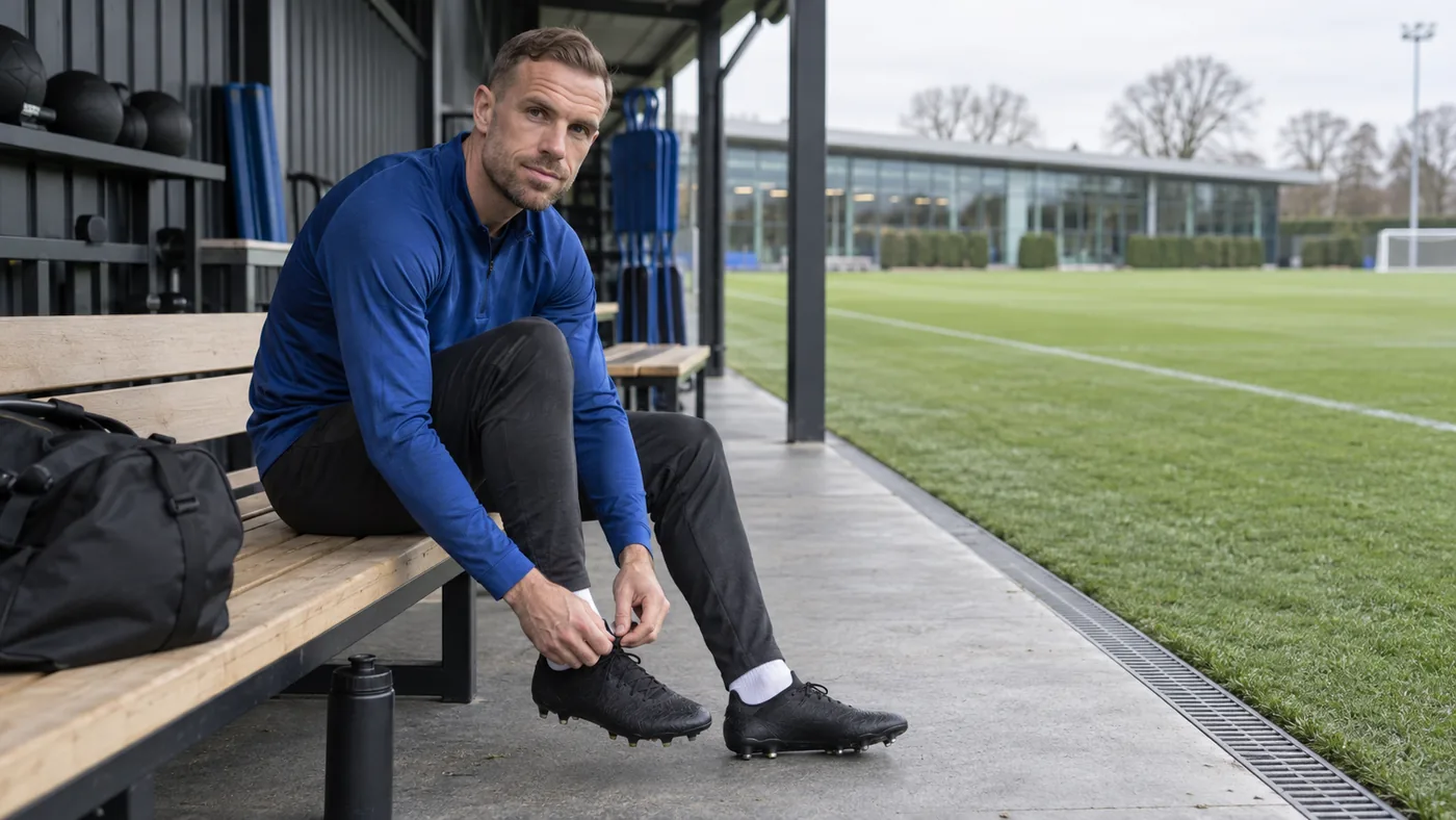 Jordan Henderson chuẩn bị trước buổi tập Chelsea