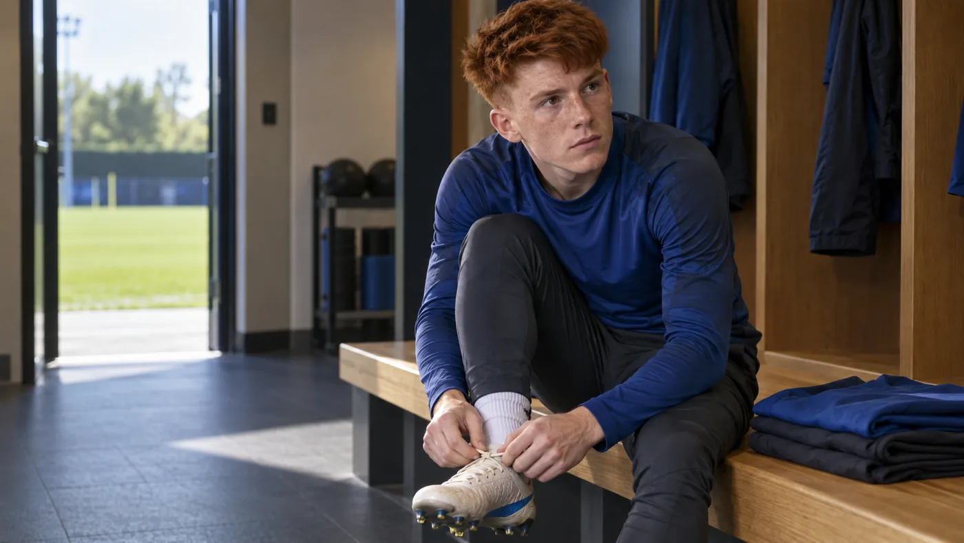 Valentín Barco chuẩn bị giày trong phòng thay đồ sân tập